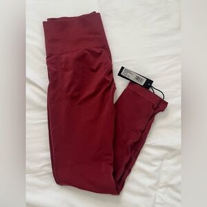 ONER ACTIVE EFFORTLESS SEAMLESS LEGGINGS BURNT CHERRY RED MEDIUM REGULAR LENGTH